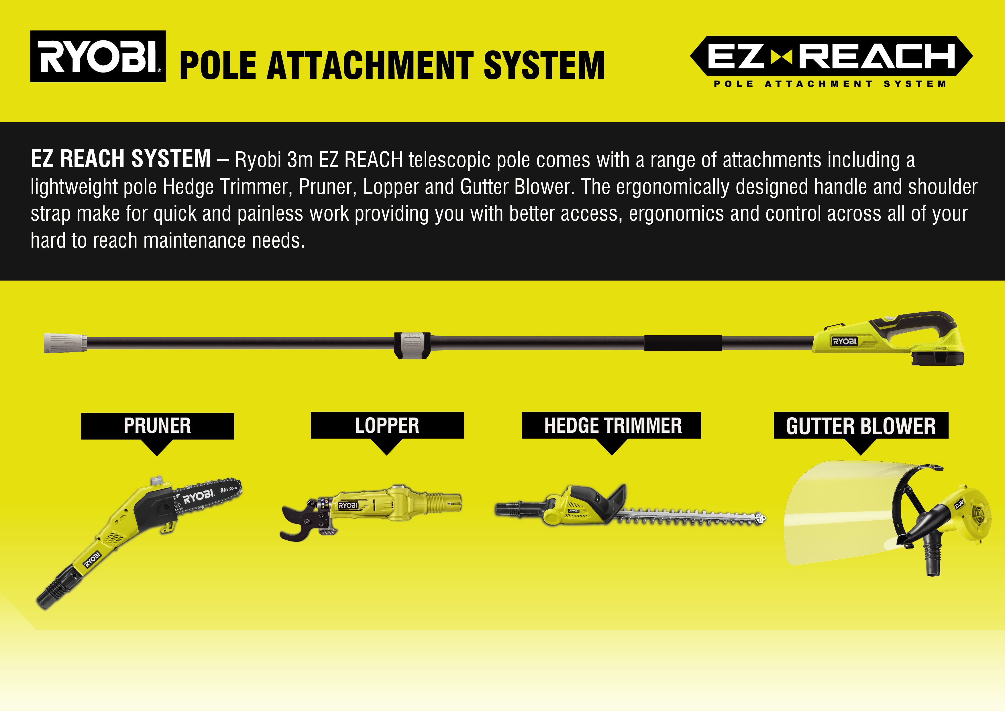 Ryobi 18v pole online hedge trimmer